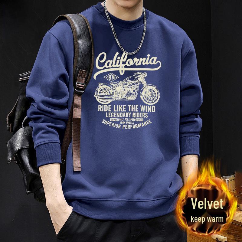 Men's Heavyweight American Style Round Neck Long Sleeve Loose Hoodie for Spring and Autumn