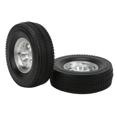 2PCS 85mm Rubber Tire CNC Metal Rim Wheel for Tamiya Tractor Trailer Truck 114 RC Car