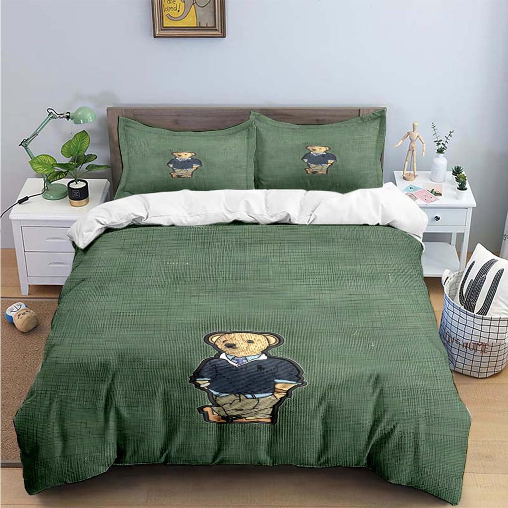 Hot Sale Fashion Bear Bedding Set Single Twin Full King Size Cute Animals Bed Linen Adults Teens Bedroom Luxury Gift