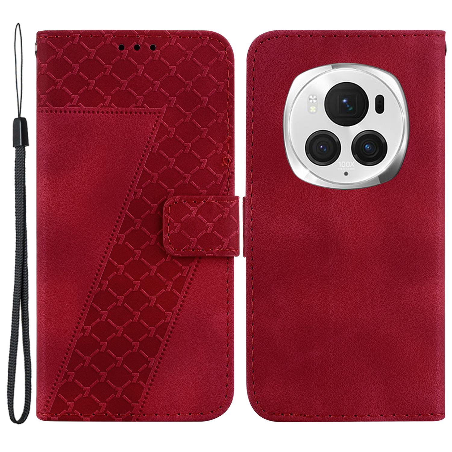 For Honor Magic6 Pro 5G Leather Case 7-Shaped Pattern Phone Cover C