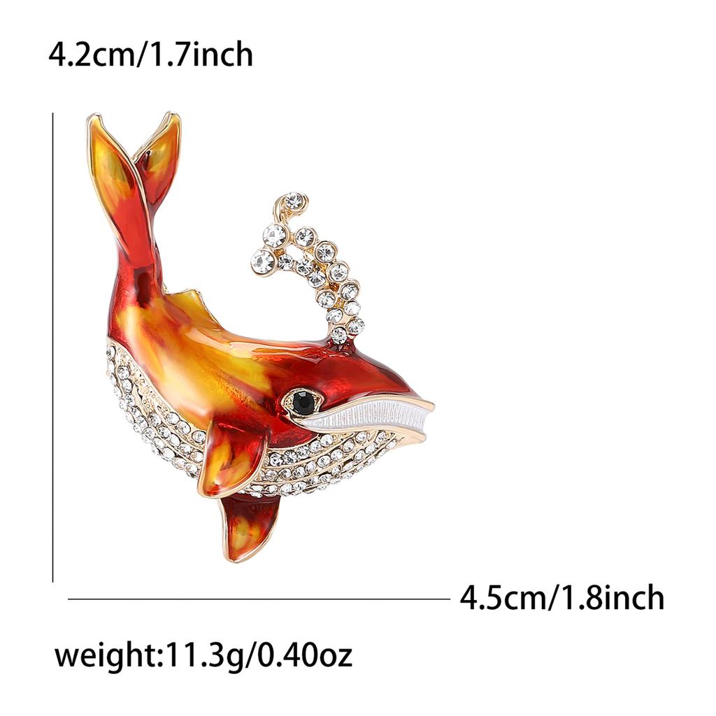Japonsko a Jižní Korea Roztomilý kreativní slitina drahokamu sprej velryba brož módní všestranný pánský a dámský oděv korsáž šperky pin