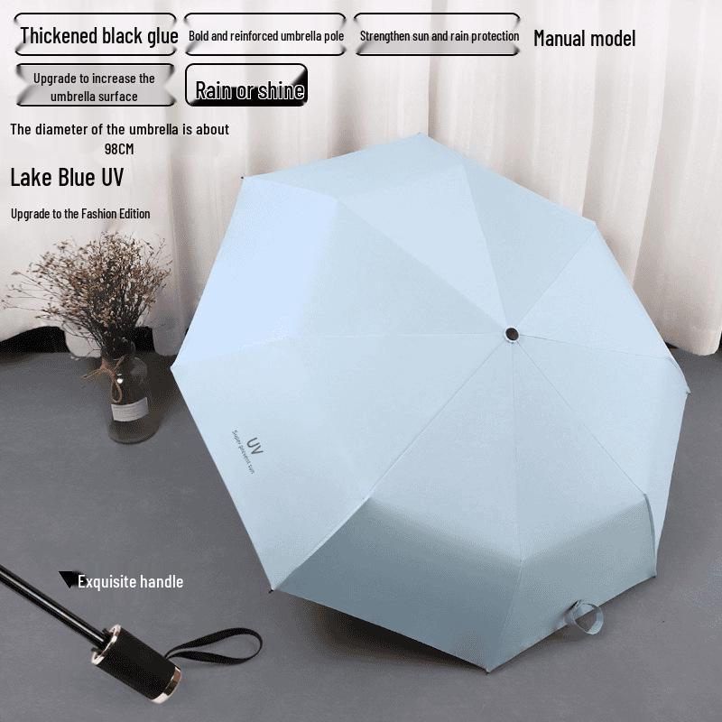 Vindtät Dubbelanvändning UV-skydd Parasoll: Svartlim Sol- eller Regnskärm, Kreativ Design för Män & Kvinnor, Studentvänlig Dubbelvikbar