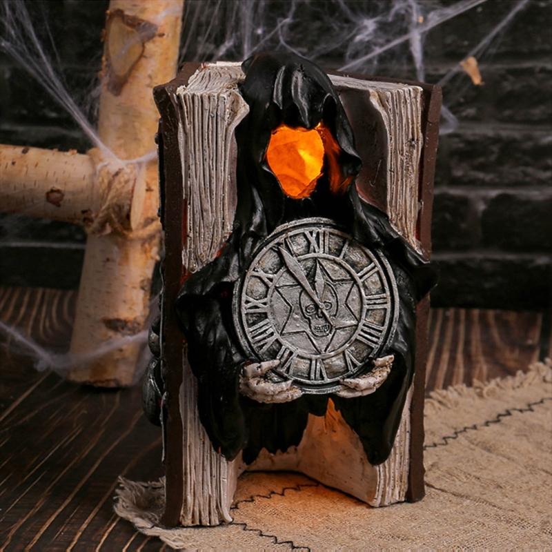 Hand Carved Specters Book Figurine Resin Artwork Mysterious Halloween Shelf Decors For Themed Parties