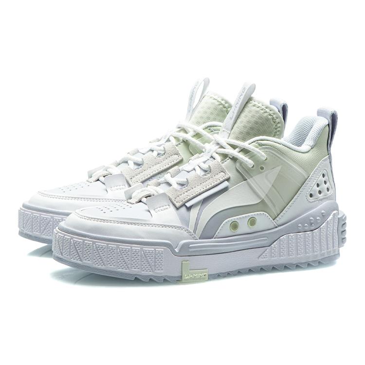 Li Ning NO.258 New Journey Abrasion Resistant Breathable Mid top Skateboard Shoes Women's Freshwater Green AGCR312-4