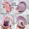 Silicone Washing Bowl Make up Brush Cleaning Box Folding Powder Puff