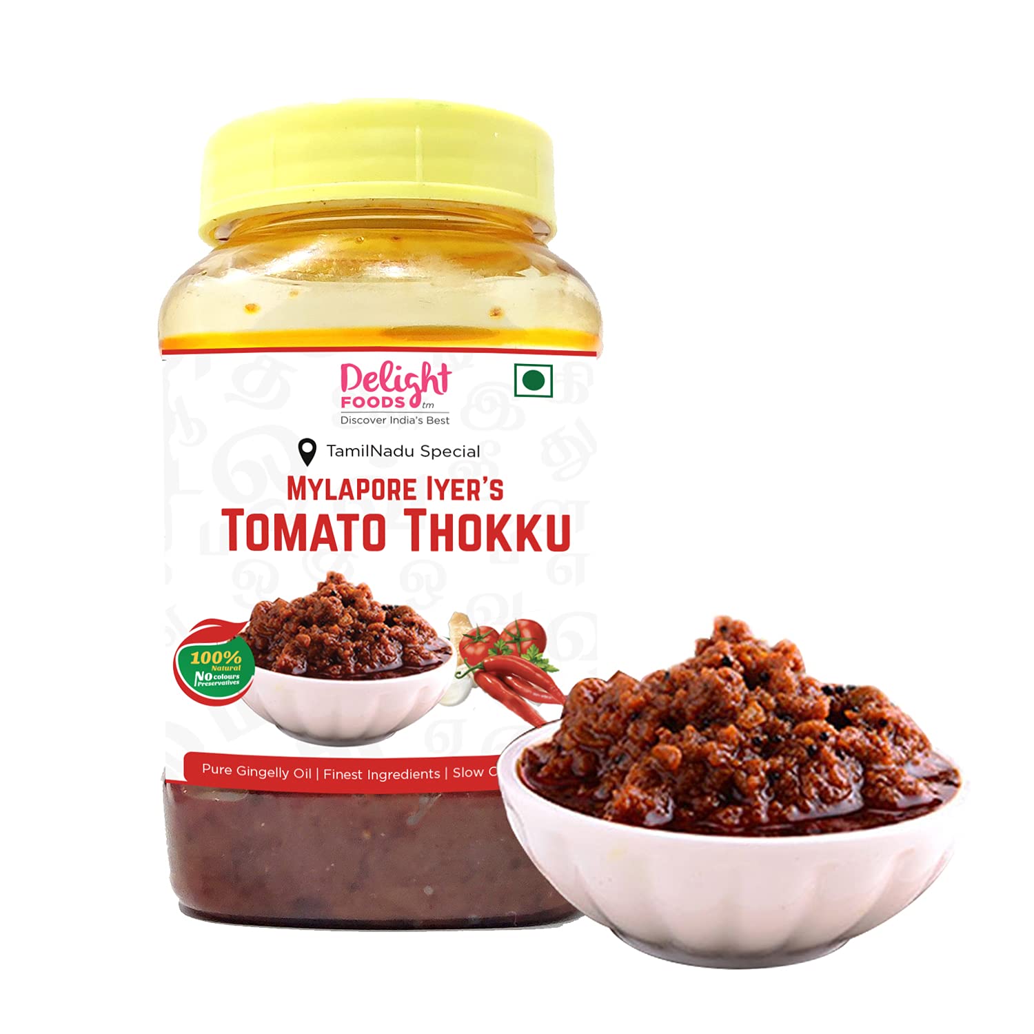 Delight Foods Mylapore Iyer S Tomato Thokku 300G-Rice Mix Homemade Recipe Made With Pure Gingelly/Sesame Oil Tomato Pickle