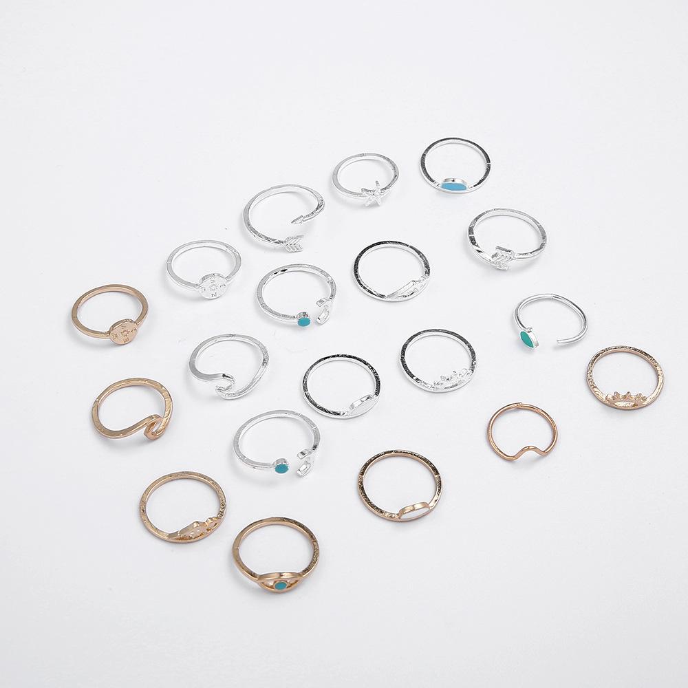 Multi-Piece Ring Set Of 19, Beach Style Women'S Jewelry.