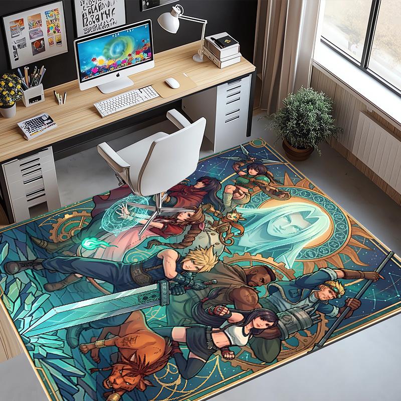Final Fantasy Pattern Rug, Indoor/Outdoor Mat, for Picnic, Gameroom, Bedroom, Office, Living Room, Home Decor Carpet, Birthday Gift