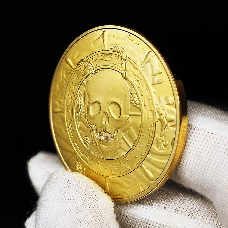 Skull Pirate Challenge Coin Golden Silver Treasure Game Prop Art Commemorative Coin Collection Gifts Adults Antique Imitation