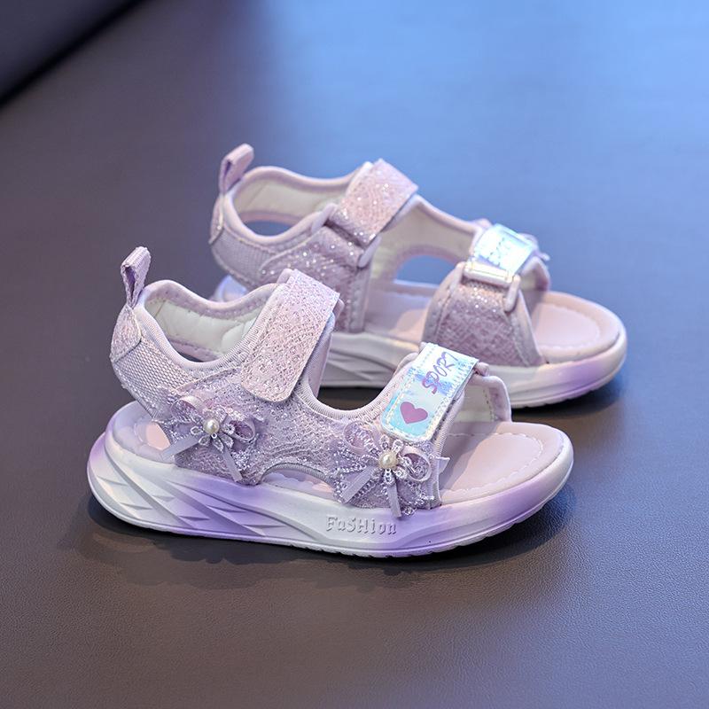 Girls Sandals Summer New Children's Shiny Princess Shoes Women's Treasure Beach Shoes Summer Sports Big Tide