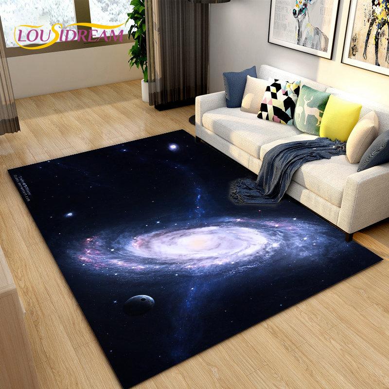 Tappeto Area Stelle Spazio Universo Galassia, Tappeto per Soggiorno Decorazione Camera dei Bambini, Tappetino Antiscivolo per Gioco e Gattonamento Bambini