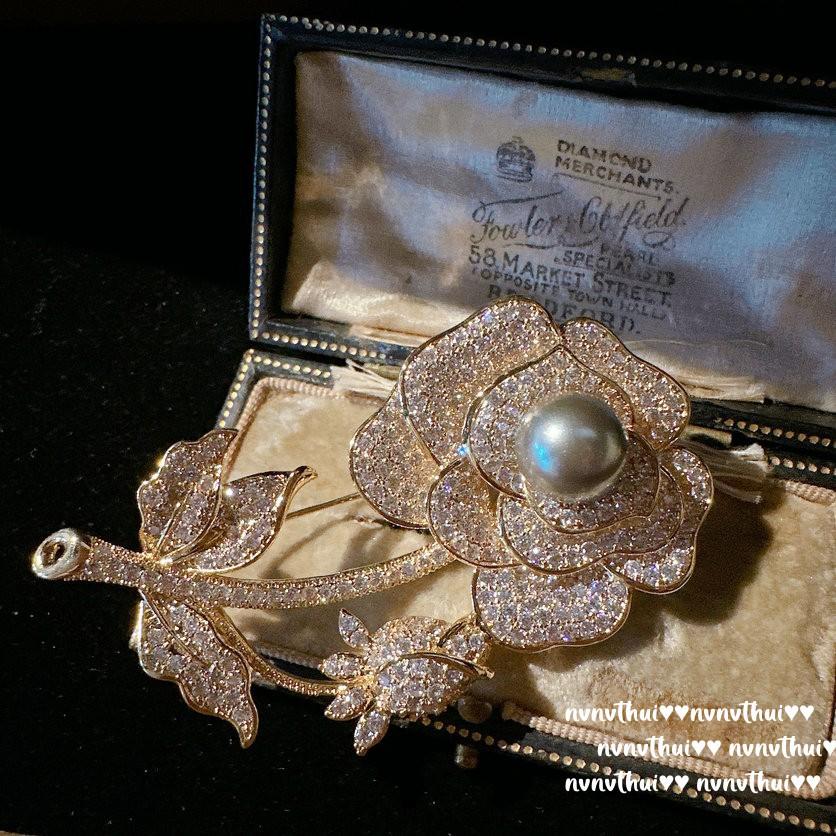 Monet'S Garden, Rose Jewels, Brooch, Tahiti, Baroque Pearls, Vine Zircon Necklace, Earrings