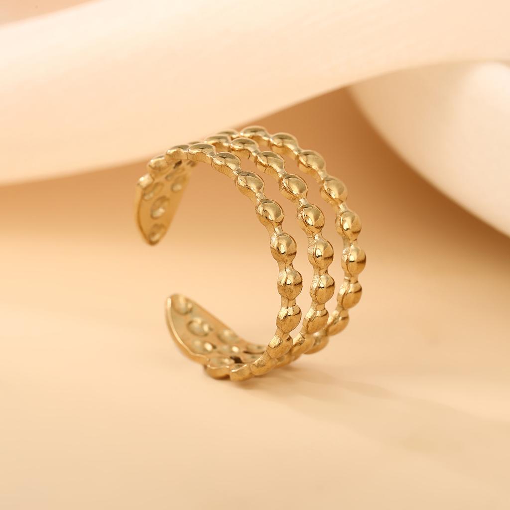 Stainless Steel Gold Color Rings Women Trendy Heart Moon Star Snake Open Rings Geometric Zircon Birthday Gift Wholesale