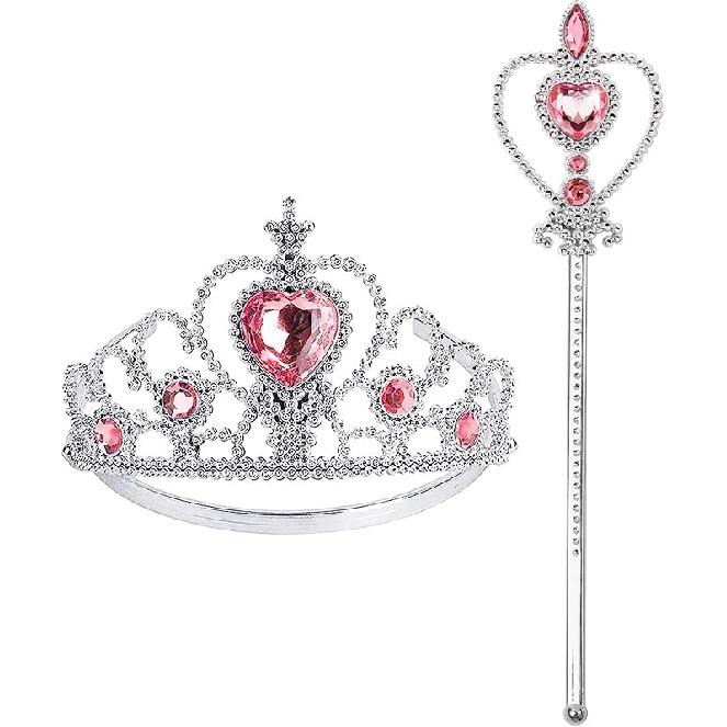 Princess Dress Up Accessories Princess Crown Tiara for Little Girls, Toddler Tiara crown Wand Toy Gifts for 3-6 Girl Free Size