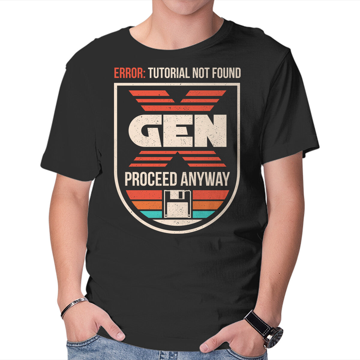 Unisex Crew Neck T-Shirt Gen X No Tutorial Needed Graphic Short Sleeve Casual Tee XS