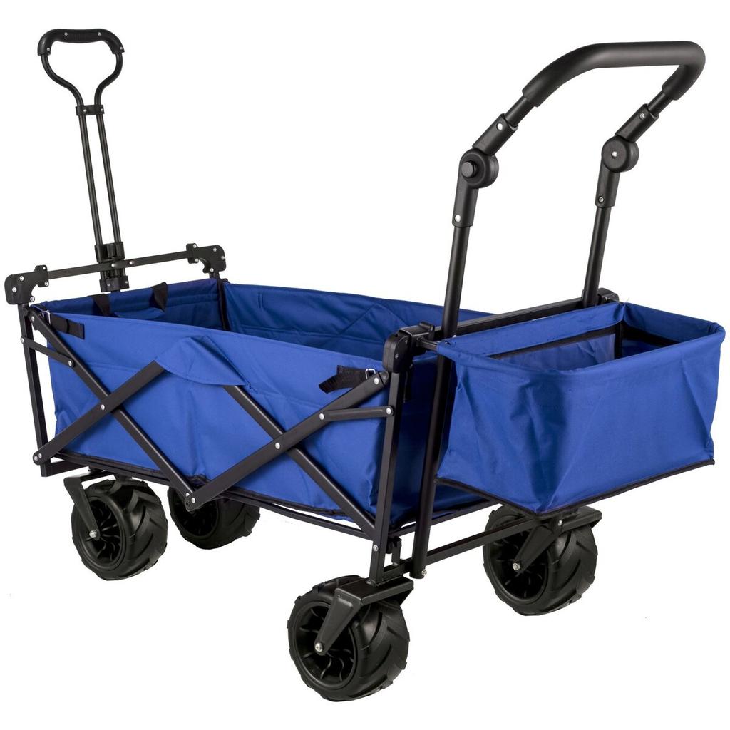 Collapsible Wagon Cart, Foldable Wagon Cart w/ Removable Canopy 600D Oxford Cloth, Collapsible Wagon Oversized Wheels Portable Folding Wagon