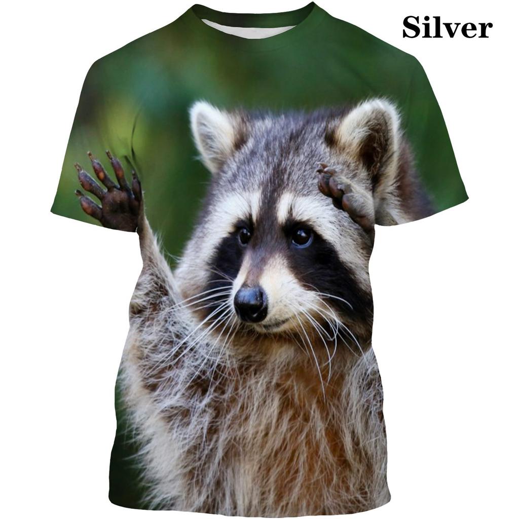 Fashion Cute Animal Raccoon Unisex 3D Printing Casual Short Sleeve T-shirt