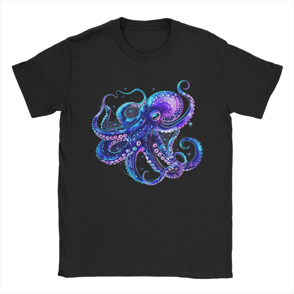 Octopus Colorful Scuba Dive TShirt Beach 100 Cotton TShirts For Couple Hip Hop Casual Tee Shirt Short Sleeve Vintage Tees