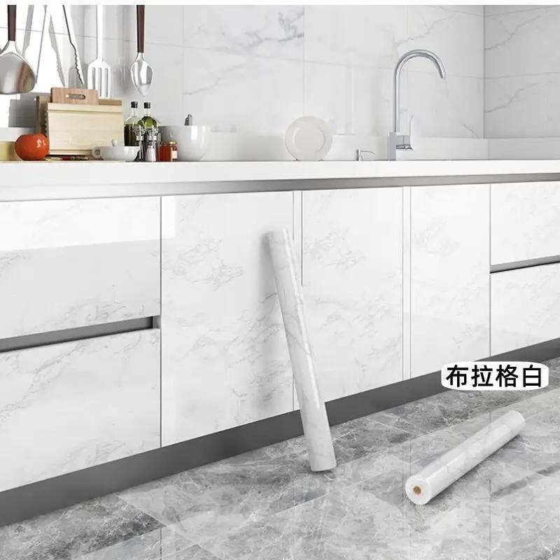 80cm Self-adhesive Kitchen Cabinets Wallpaper Rolls for Walls PVC Waterproof Marble Wall Stickers Vinyl Contact Paper Home Decor