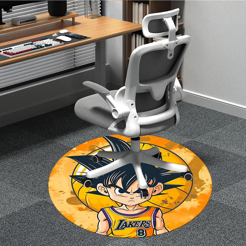 

1pc Goku Lakers Office Round Area Rug, Indoor Mat Suitable For Office, Under Office Chairs Bedroom Living Room Home Decor, Room Deco214 80cm by 80cm