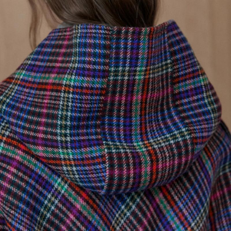 Maxza Multi Check Hood Half Handmade Coat Cc10hc305on