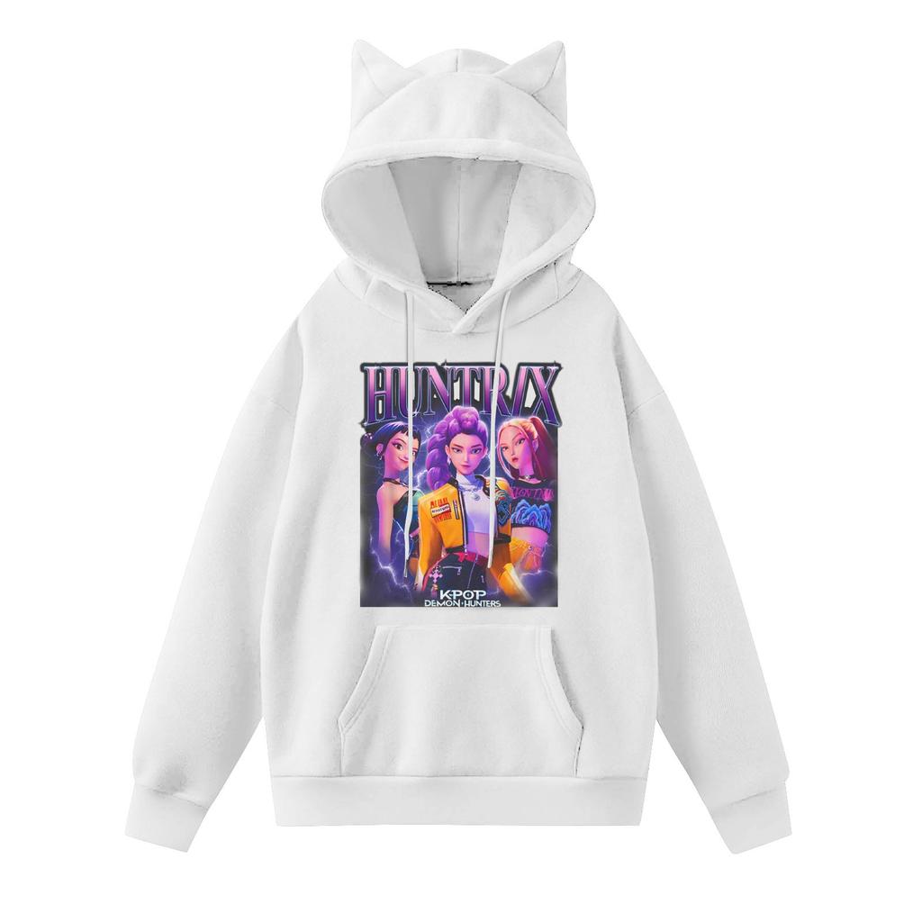 Ladies Fashion Casual Long Sleeve Printed Round Neck Hoodie Pullover Top With Pockets