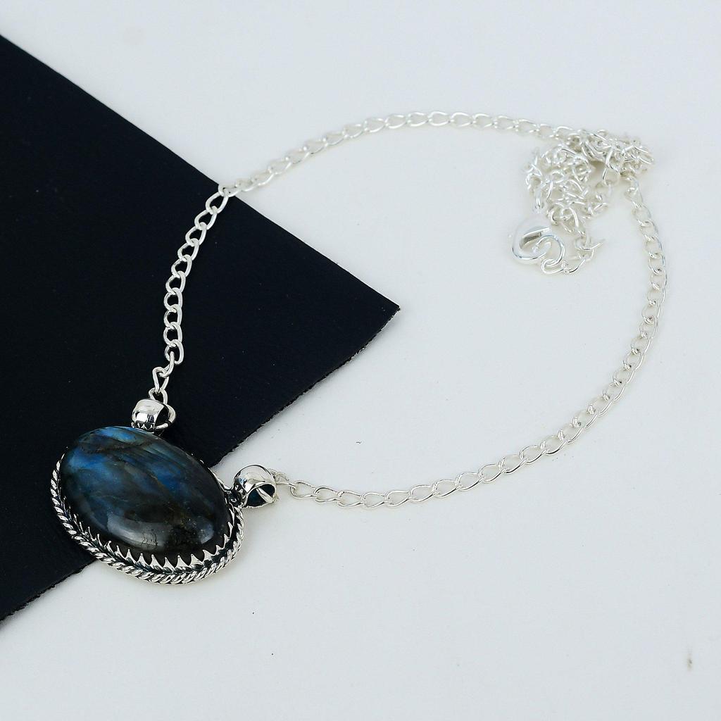Modrý oheň labradoritový drahokam ručně vyrobený 925 stříbrný náhrdelník přírodní labradorit ručně vyráběný šperk pro ženy náhrdelník pro ni