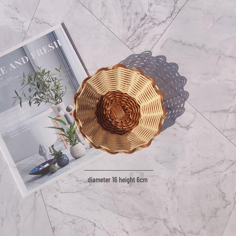 Creative Round Handwoven Rattan-Style Basket for Snacks & Dried Fruit