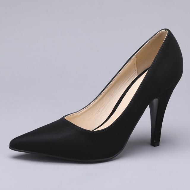 JiaLuoWei 3.9 Inch High Heel Pumps Lady Sexy Stilettos Pointed Toe Slip On Pumps Office Elgeant Casual Shoes Size 36-46