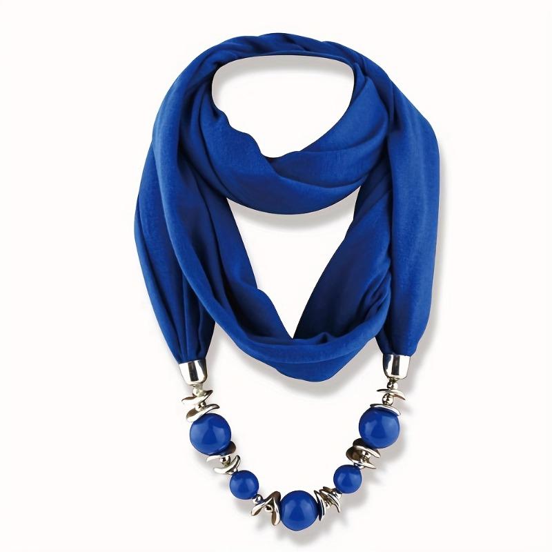 9 Colors Beads Pendant Scarf Unique Resin Beaded Necklace Scarf Boho Style Thin Breathable Scarf For Women