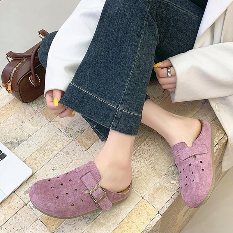 Fashion Comwarm New Women Hole Clogs Leisure House Hole Garden Shoes Outdoor Casual Women Beach Slides Sandals With Adjustable Buckle