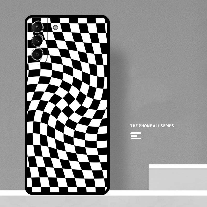 Check Orange Green Moss Twist Phone Case For Samsung Galaxy S26 S23 Ultra S20 S21 S22 S24 S25 Plus S10 S25 FE Cover Coque