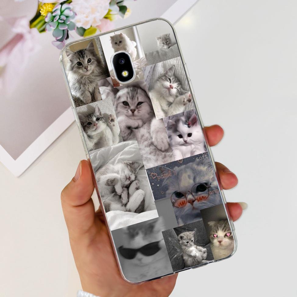 Case For Samsung J3 J5 J7 2017 Cover Cute Cartoon Cat Fashion Flowers Back Cover For Samsung Galaxy J7 2017 Phone Case