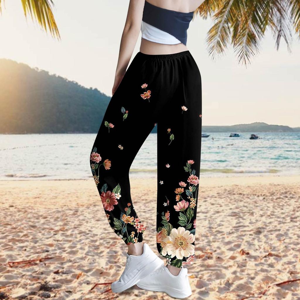 Women's Casual Fashion Print Straight Leg Pants Pants With Pockets