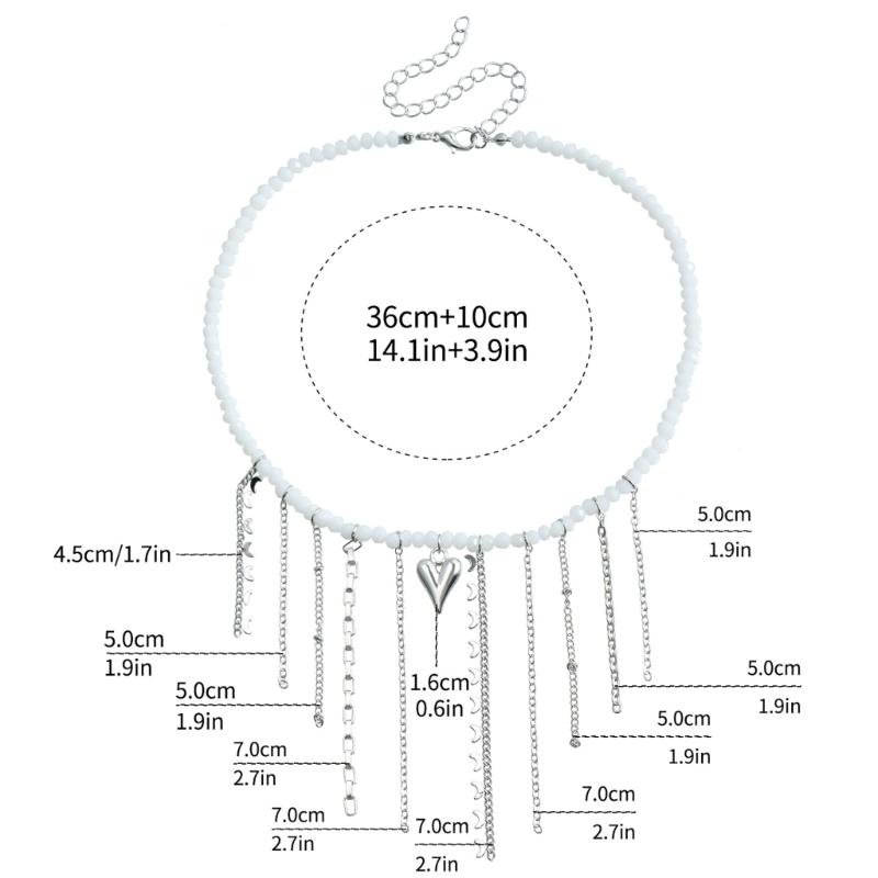 Creative Goth Moon Heart Tassel Pendant Choker Necklace Women Love Charm Necklace Collares Vintage Clavicle Chain Jewelry