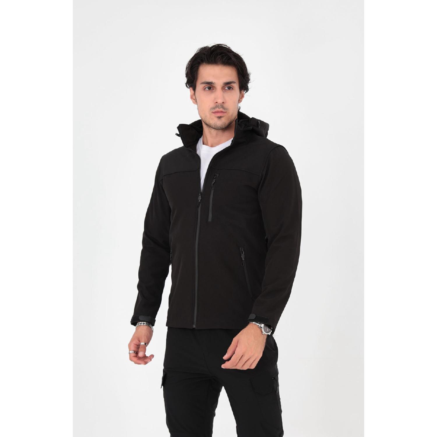 

Camp457 Outdoor Softshell Waterproof Mobile Hooded Men s Tactical Jacket S чёрный