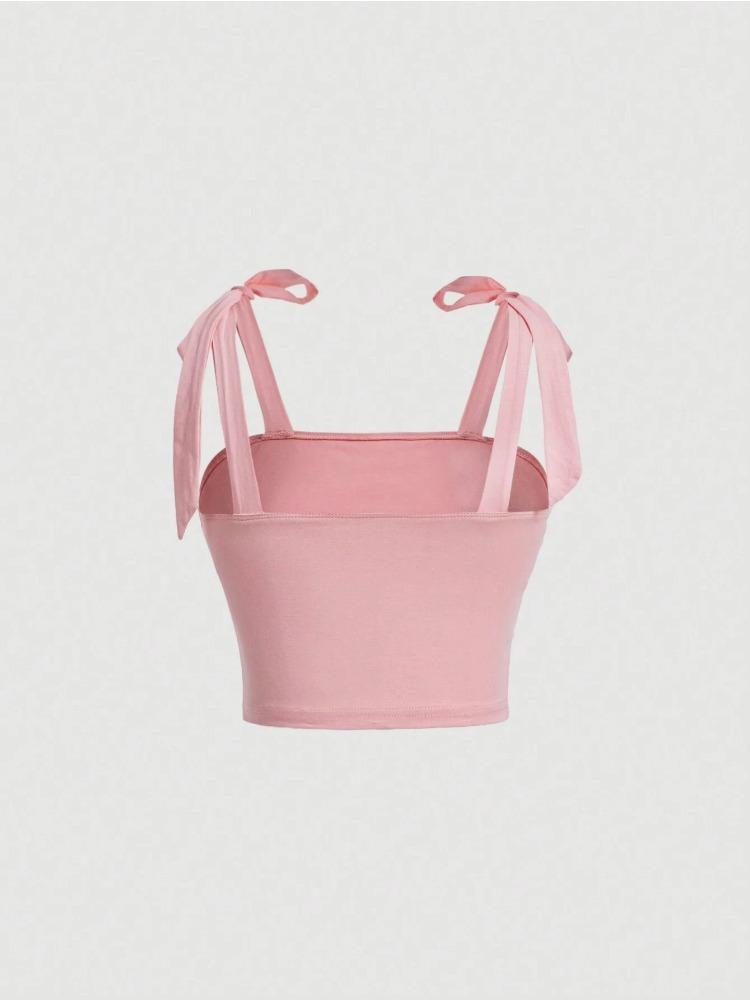 Top Crop Solid cu Bretele Groase Rucate, Croială Slim Fit, pentru Femei, Haine Y2K, Roz, Top Cami Decupat la Spate, Streetwear