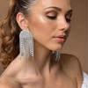 Rhinestone Tassel Earrings, Nightclub Sexy Full Diamond Earrings Accessories Earrings