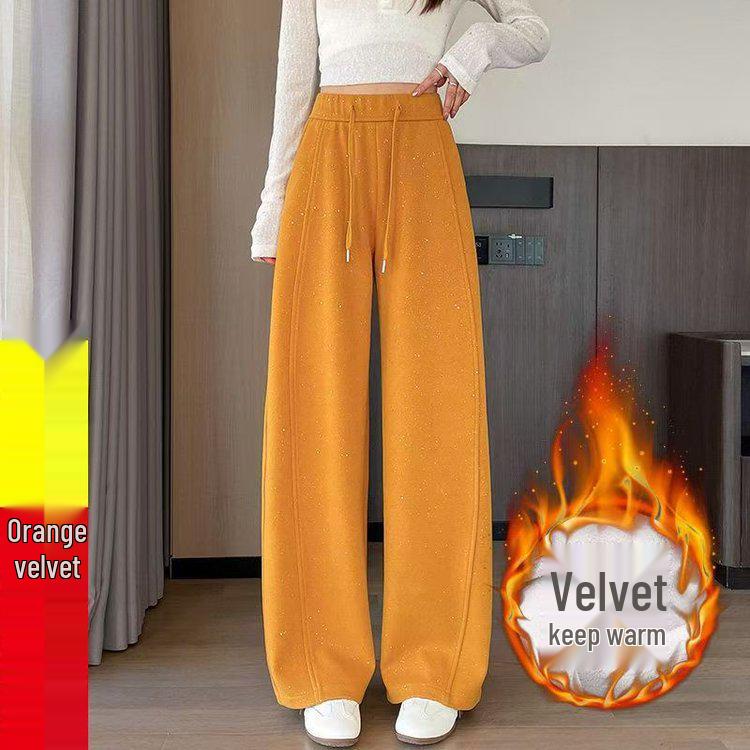 

2025 Autumn/Winter Velvet Sequin Star Pants - Loose Fit Fashion L (recommended for 130-145 jin) помаранчевий
