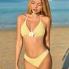 Bikini To'plami Ayollar Cho'milish Kiyimi Sariq Ikki Qismli Ayollar Cho'milish Kiyimi Orqasi Ochiq Cho'milish Yozgi Moda Ta'til Plyaj Kiyimi