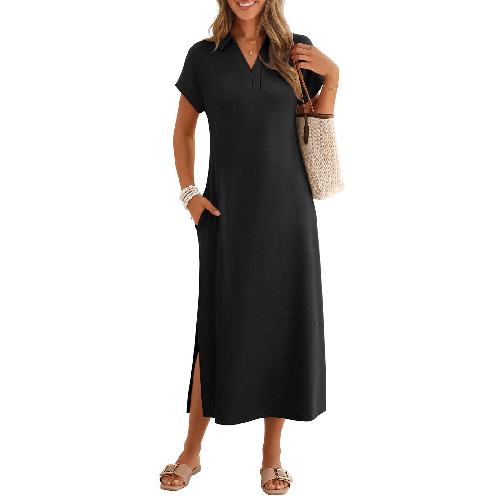 

Модное повседневное женское платье -Цветное L чёрный