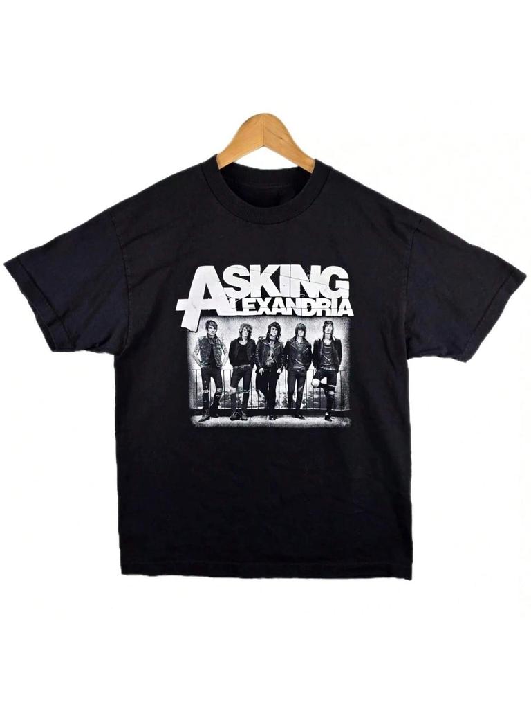 Camiseta de Rock de Wounisex Asking Alexandria Vintage Punk Algodón Estampada Camiseta Y2k Top Estilo Callejero Harajuku unisex's