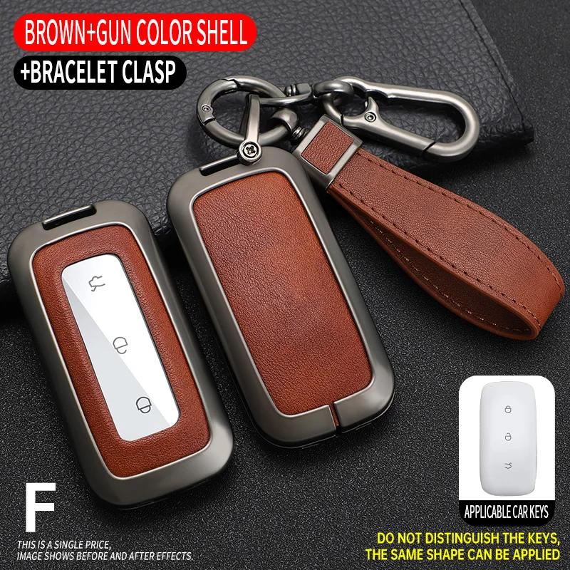 

Zinc Alloy+ Leather Car Key Case Cover For Geely Galaxy L7 Max Starship New L6 Smart Remote Key Protection Shell Holder Bag