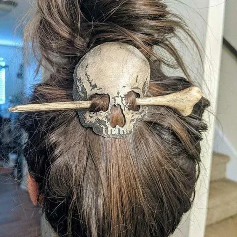 Retro Dark Style Skull As Butterfly Hair Clip Punk Girl Halloween Party Role-playing Personalized Decorative Styling Accessories