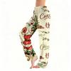 Women's Christmas Plush Pants with Snowflake and Christmas Tree Print, Cozy Sleep Pants for Home