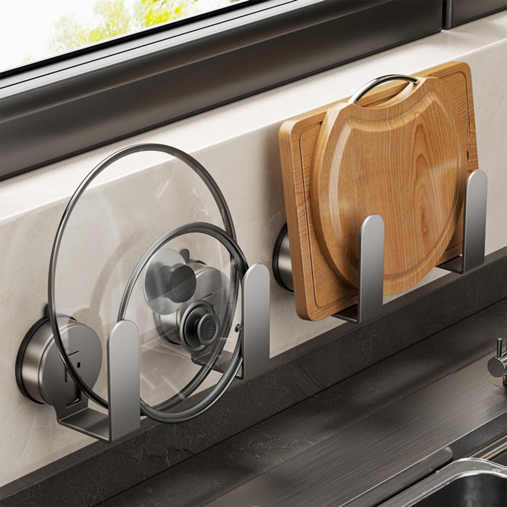 2Pieces Wall Mounted Pot Lid Holders Set Without Drilling Required Convenient for Small Kitchens and Limited Space