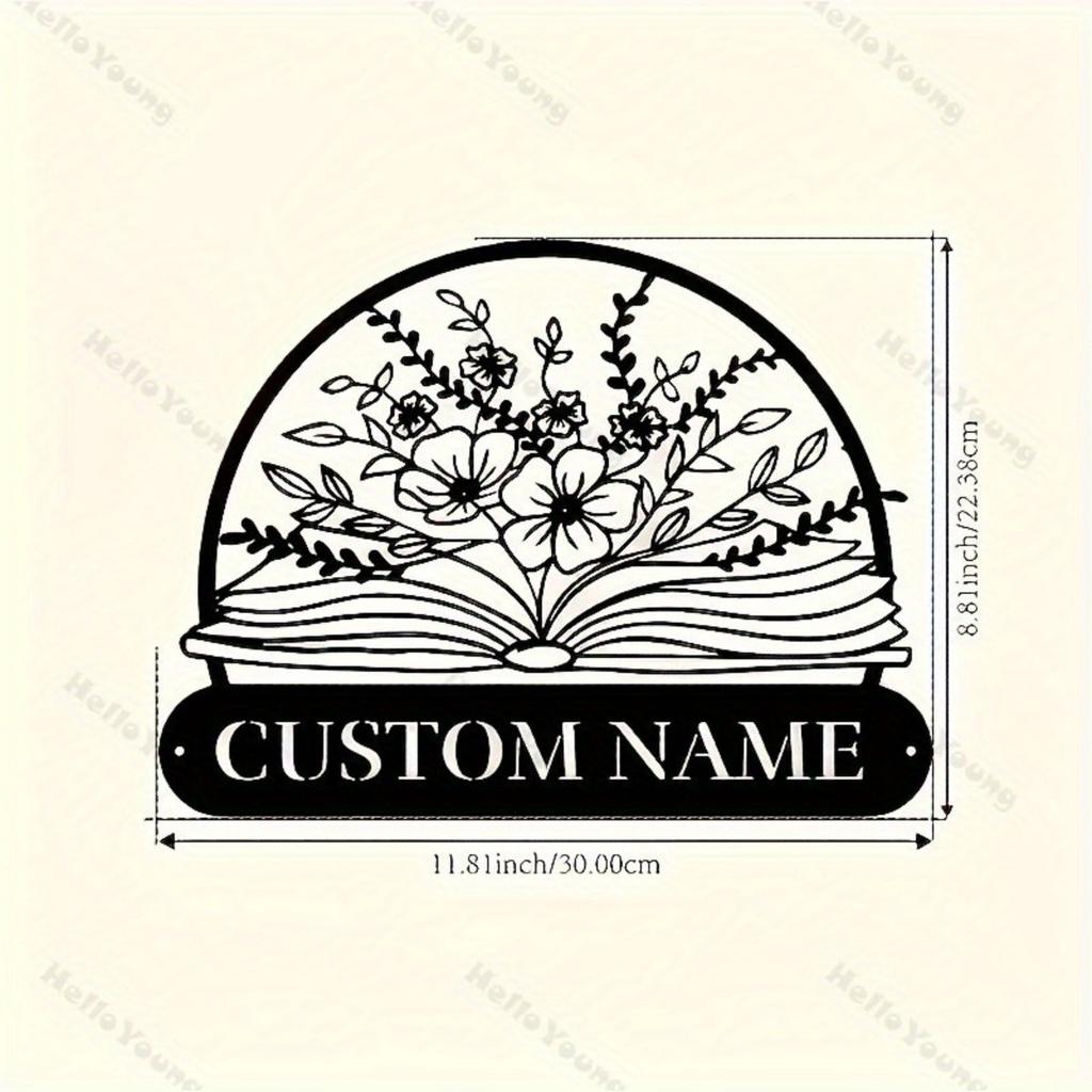 Customizable Rustic Floral Metal Wall Art Personalized Name Sign Hot Sale for Living Room Bedroom Office Holiday Decor