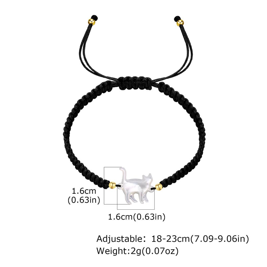 Handmade Braided Rope Couples Bracelet Adjustable, Shell Cat Shape Friendship Bracelet Jewelry Gift For Women Men