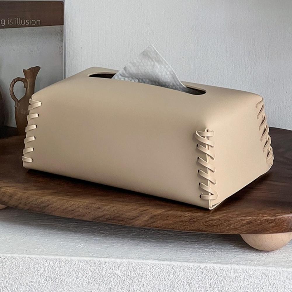 Luxury Woven Tissue Box PU Leather Paper Towel Cover Creative Napkin Case  Living Room