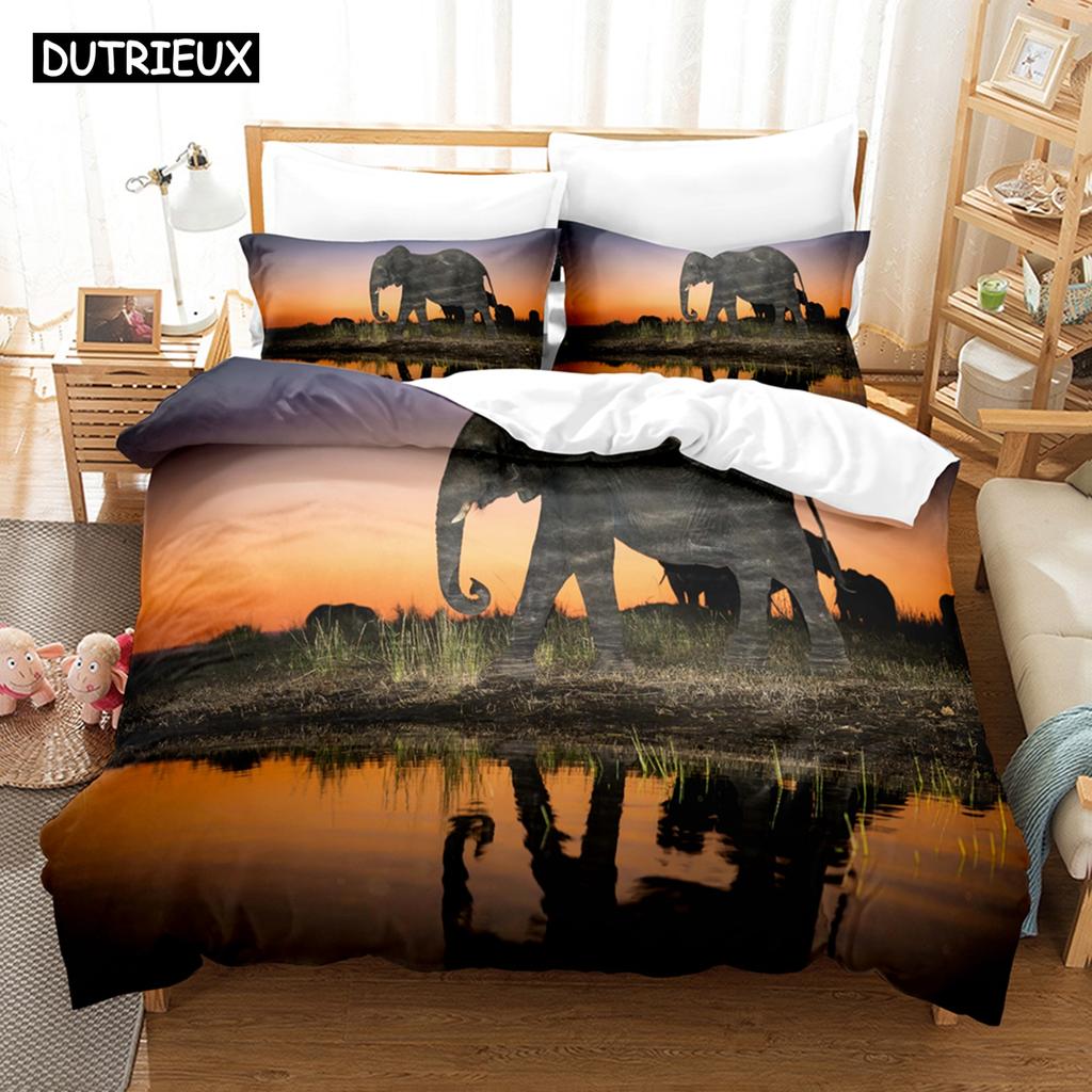 3D Ložní soupravy Slon Povlečení na přikrývku s povlakem na polštář Twin Full Queen King Ložní prádlo